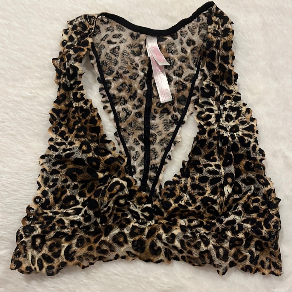 Victoria’s Secret Pink Lace Leopard Print Bralette Triangle Racerback Style